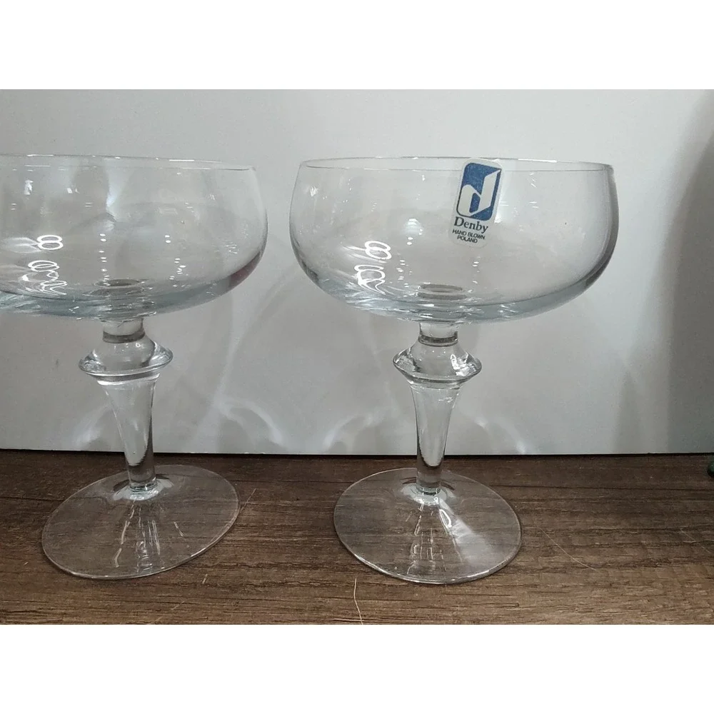DENBY Clear Champagne Glass Lot Of 2 5.75